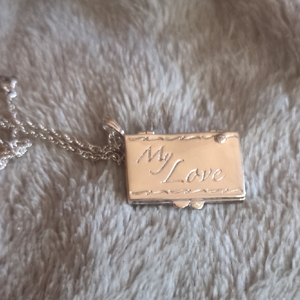 Vtg Sterling Silver 'My Love' Pendant Necklace